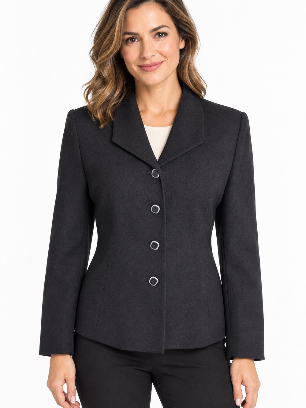 Amanda Smith Petite Black 100% Wool Bl
azer Jacket NWT Career Quiet Luxury Women